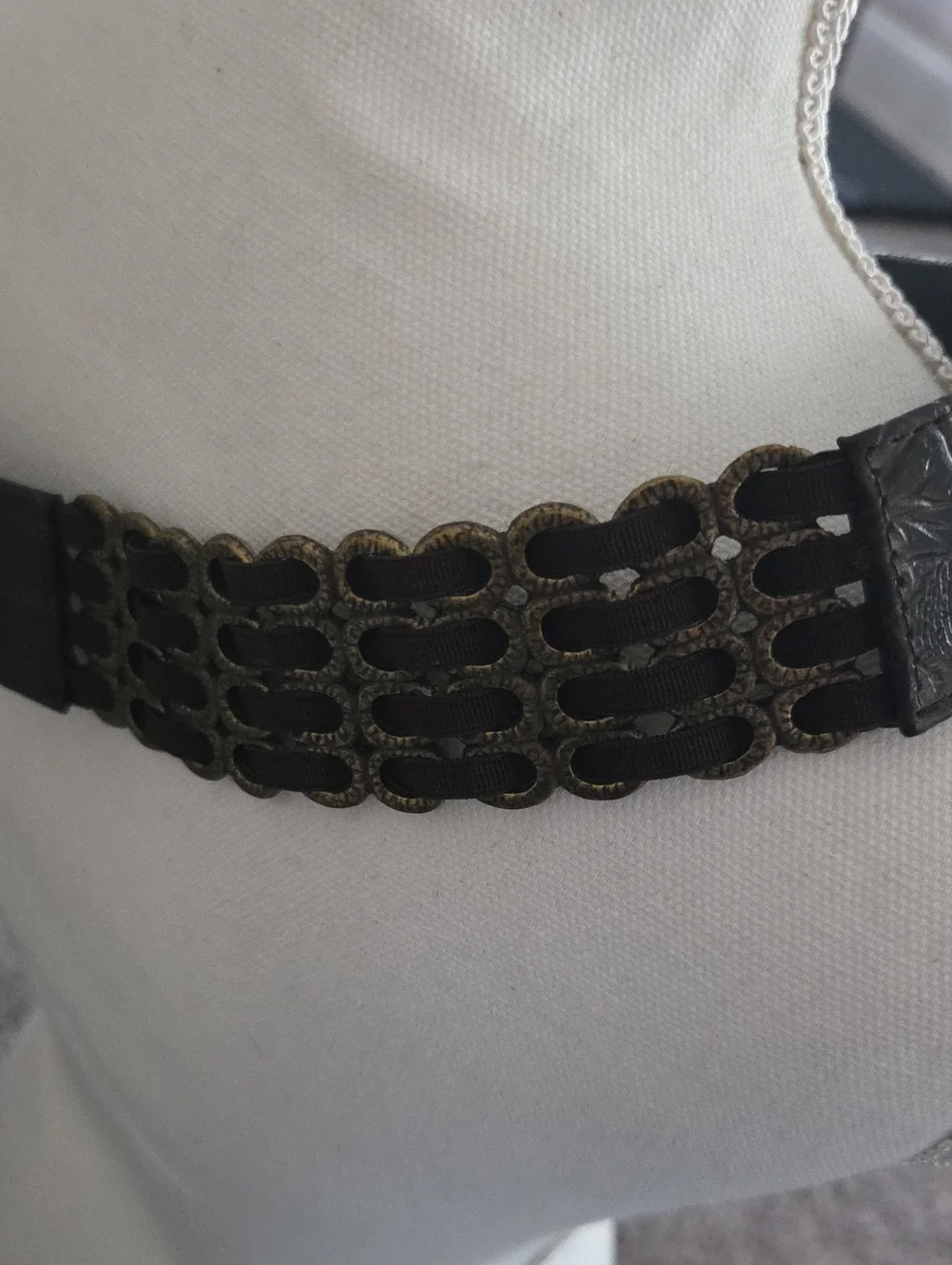 Suzi Roher Vintage Black Leather Belt with Antique Charms